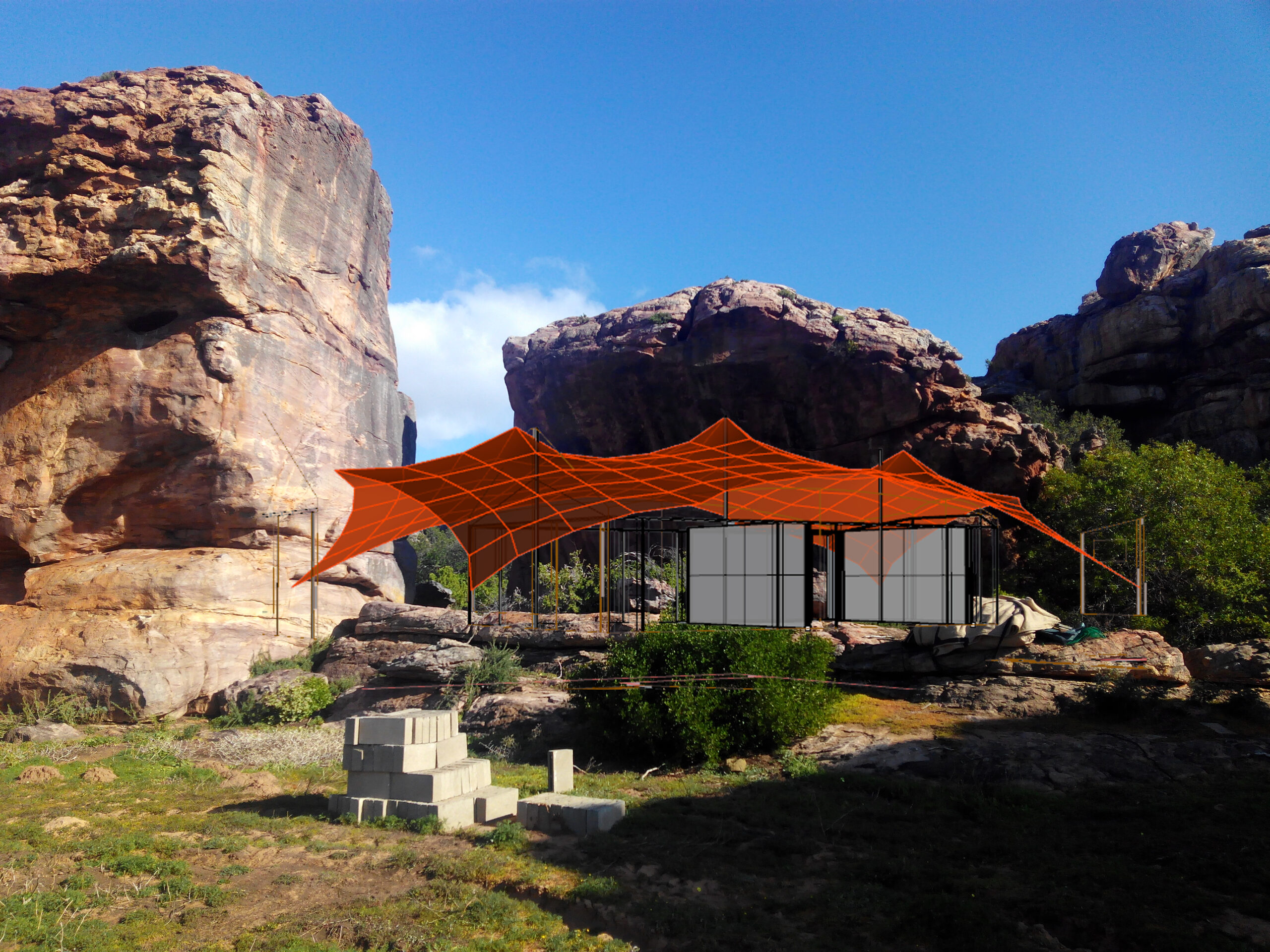 3d Stretchtent on landscape.